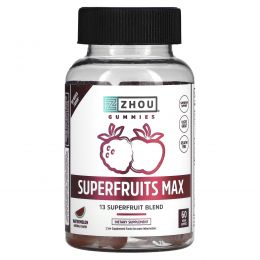 Zhou Nutrition, Superfruits Max, арбуз, 60 веганских жевательных мармеладок