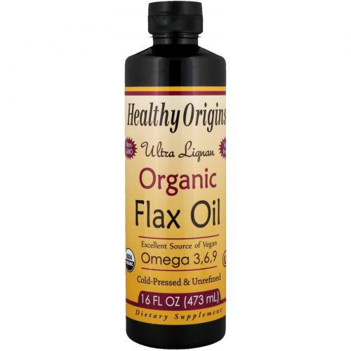 Healthy Origins, Органическое льняное масло с высоким содержанием лигнанов, 16 ж. унций (473 мл)