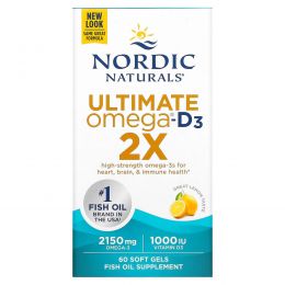 Nordic Naturals, Ультимат Омега 2X, лимон, 60 мягких желатиновых конфет