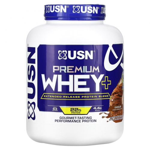 USN, Premium Whey +, шоколад, 2267 г (5 фунтов)