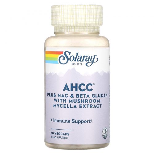 Solaray, AHCC Plus NAC и бета-глюкан с экстрактом грибного мицелия, 30 растительных капсул