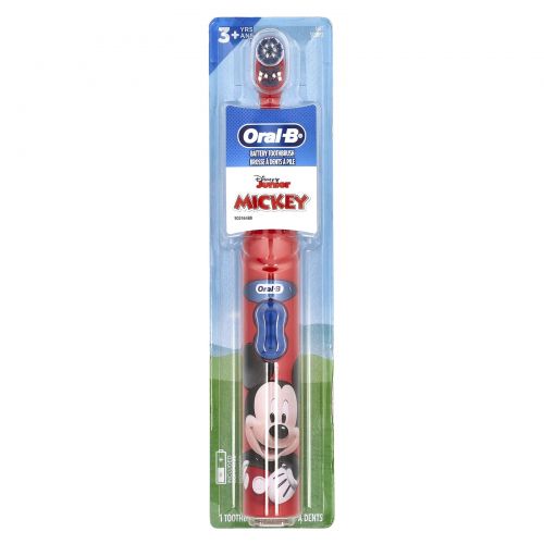 Oral-B, Зубная щетка на батарейках, мягкая, для детей от 3 лет, Disney Junior Mickey, 1 зубная щетка