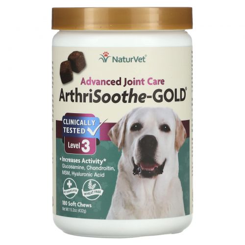 NaturVet, ArthriSoothe-GOLD, Advanced Care, Level 3, 180 Soft Chews, 15.2 oz (432 g)