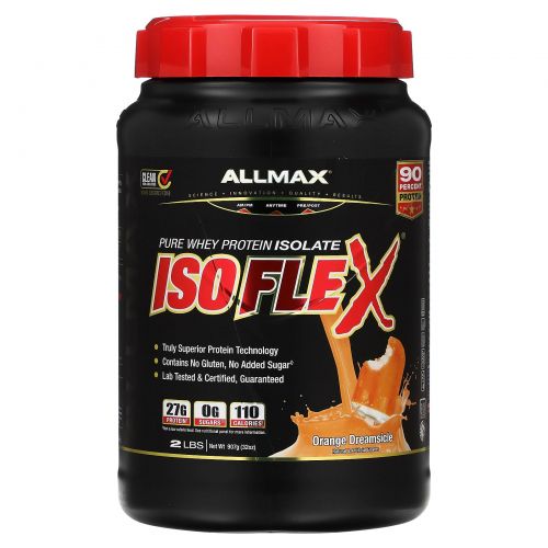 ALLMAX, Isoflex, чистый изолят сывороточного протеина, со вкусом апельсина, 907 г (2 фунта)