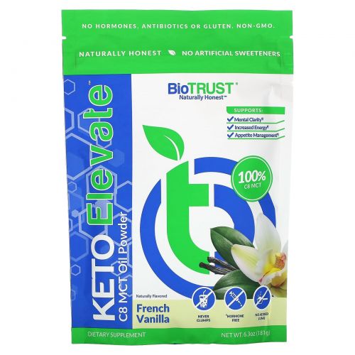 BioTRUST, Keto Elevate, масляная пудра с C8 MCT, французская ваниль, 181 г (6,3 унции)