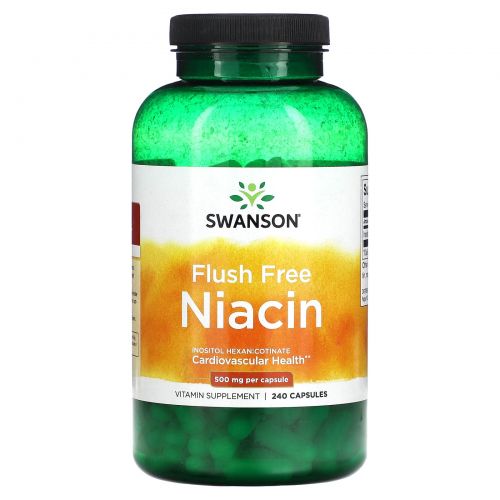 Swanson, Ниацин, без промывки, 500 мг, 240 капсул