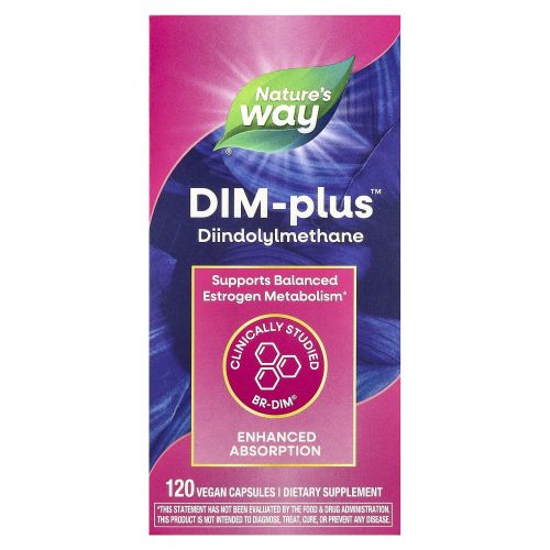 Nature's Way, DIM-plus, метаболизм эстрогенов, 120 вегетарианских капсул