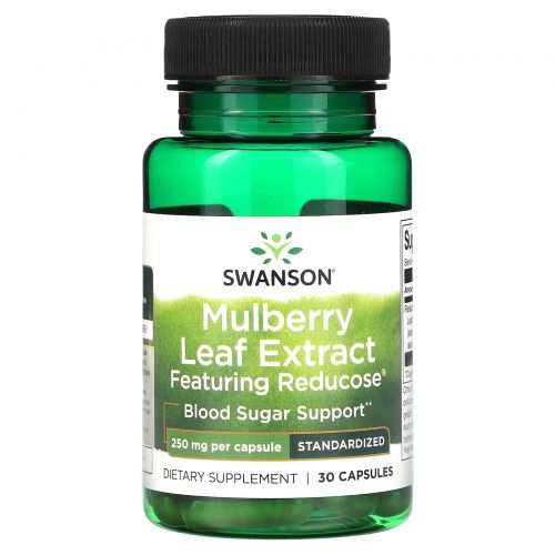 Swanson, Экстракт листьев шелковицы с редукозой, стандартизированный, 250 мг, 30 капсул