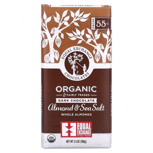 Equal Exchange, Organic Dark Chocolate, Almond & Sea Salt, 3.5 oz (100 g)