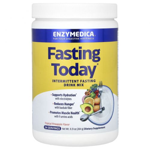 Enzymedica, Fasting Today, смесь для приготовления напитка для Интервальное голодание, тропический ананас, 264 г (9,31 унции)