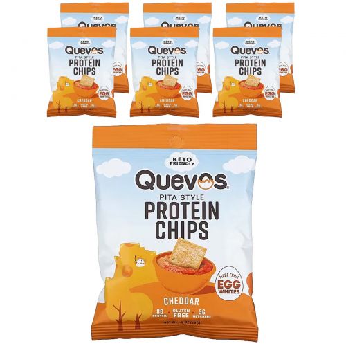 Quevos, пита, протеиновые чипсы, со вкусом чеддера, 6 пакетиков по 28 г (1 унции)
