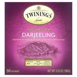 Twinings, Чистый черный чай, Дарджилинг, 50 чайных пакетиков, 100 г (3,53 унции)