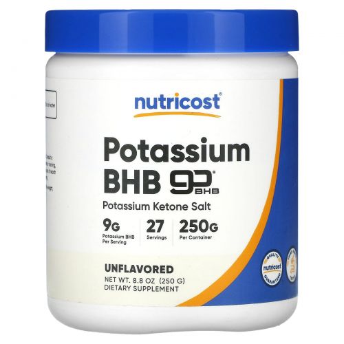 Nutricost, BHB с калием, без добавок, 250 г (8,8 унции)