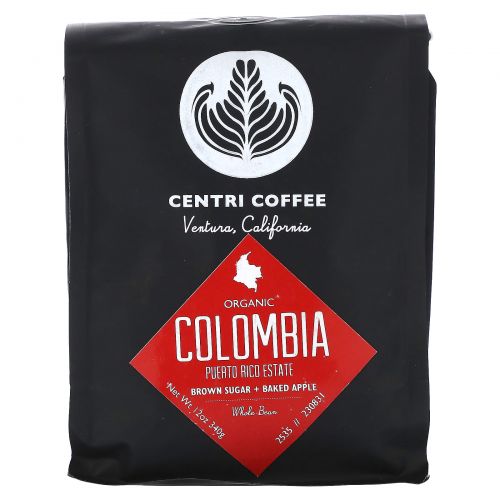 Cafe Altura, Centri Coffee, Colombia Tolima, органический цельнозерновой кофе, с ароматом вишни, цитрусовых и карамели, 340 г (12 унций)