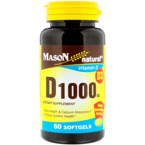Mason Natural, Vitamin D, 1000 IU, 60 Softgels