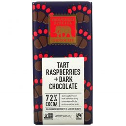 Endangered Species Chocolate, Темный шоколад с малиной, 3 унции (85 г)