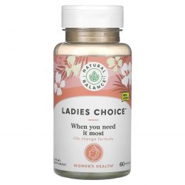 Natural Balance, Ladies Choice, формула с фитоэстрогеном для поддержки в период менопаузы, 60 вегетарианских капсул