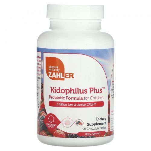 Zahler, Kidophilus Plus, Probiotic Formula For Children, Berry Flavored, 90 Chewable Tablets