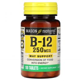 Mason Natural, Витамин B-12, 250 мкг, 100 таблеток
