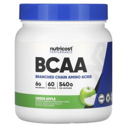 Nutricost, Performance, BCAA, со вкусом зеленого яблока, 540 г (1,2 фунта)