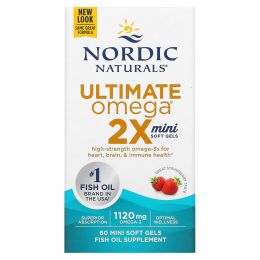 Nordic Naturals, Ultimate Omega mini, со вкусом клубники, 650 мг, 60 штук