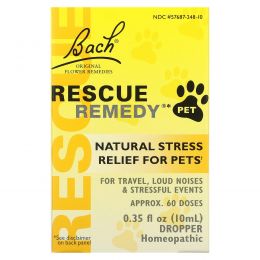 Bach, Original Flower Remedies, Спасательное средство для домашних животных, натуральное средство для снятия стресса, пипетка, 10 мл (0,35 жидк. Унции)