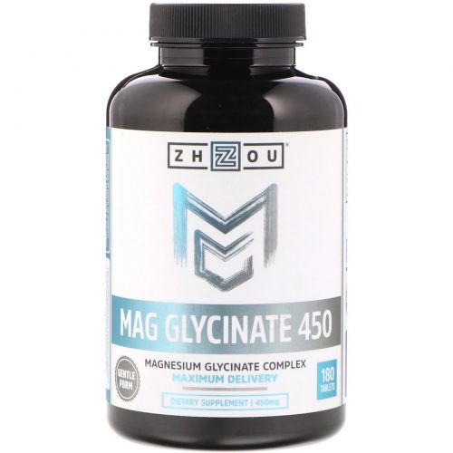 Zhou Nutrition, Mag Glycinate 450, 450 mg, 180 Tablets