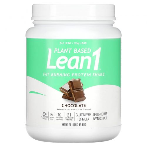 Lean1, Растительный жиросжигающий протеиновый коктейль, шоколад, 900 г (2 фунта)