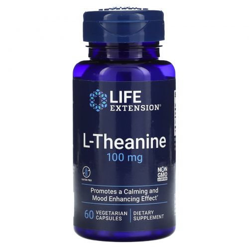 Life Extension, L-теанин, 100 мг, 60 растительных капсул