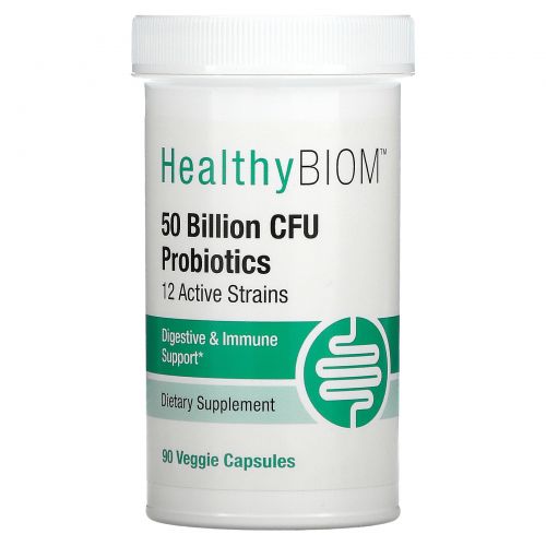 HealthyBiom, High Potency Probiotics, 50 Billion CFUs, 90 Veggie Capsules