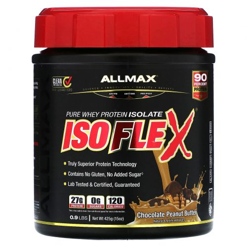 ALLMAX, Isoflex, чистый изолят сывороточного протеина, шоколад с арахисовой пастой, 425 г (0,9 фунта)
