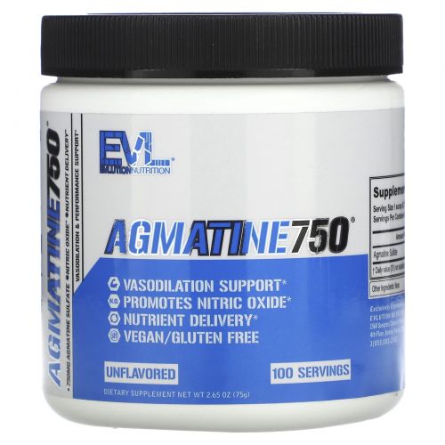 EVLution Nutrition, Agmatine750, Unflavored, 2.65 oz (75 g)