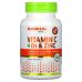 NutriBiotic, Immunity, витамины C + D3 и цинк, 100 капсул