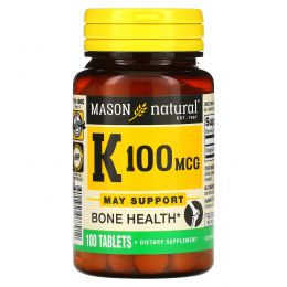 Mason Naturals, Витамин К, 100 мкг, 100 таблеток
