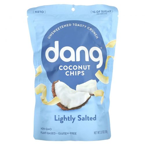 Dang Foods LLC, Поджаренные кокосовые чипсы, слегка соленые, 3,17 унций (90 г)