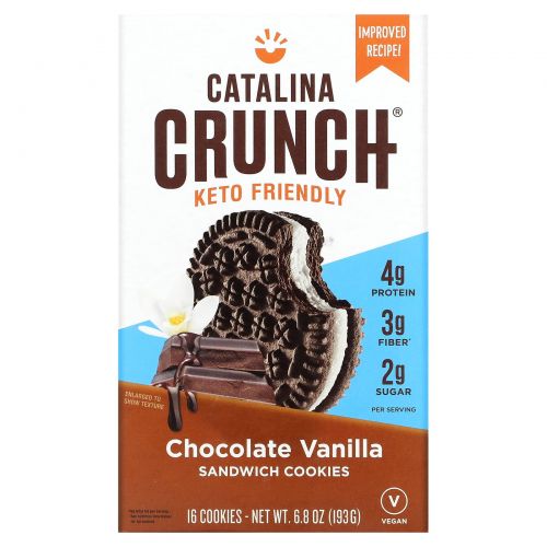 Catalina Crunch, Keto Sandwich Cookies, Chocolate Vanilla, 16 Cookies, 6.8 oz (193 g)