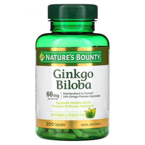 Nature's Bounty, Гинкго двулопастный, 60 мг, 200 капсул