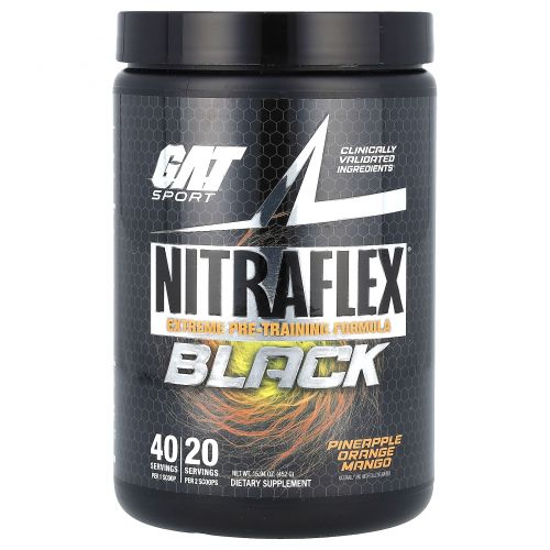 GAT, NITRAFLEX Black, ананас, апельсин и манго, 452 г (15,94 унции)