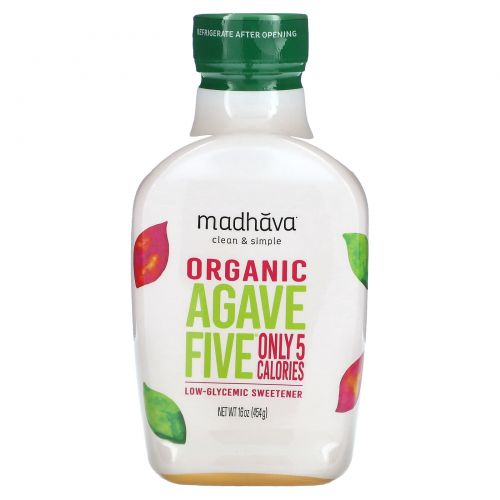 Madhava Natural Sweeteners, Organic Agave Five, Low-Glycemic Sweetener, 16 oz (454 g)