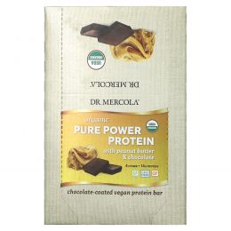 Dr. Mercola, Organic Pure Power Protein, Peanut Butter & Chocolate, 12 Bars, 1.83 oz (52 g) Each