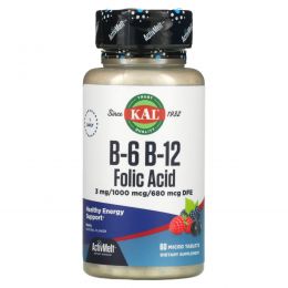 KAL, B-6 B-12 Folic Acid, Berry, 60 Micro Tablets