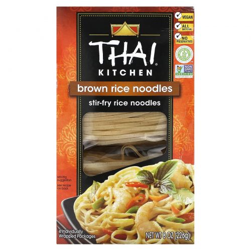 Thai Kitchen, лапша из коричневого риса, 4 индивидуально упакованных пакета по 56 г (2 унции)