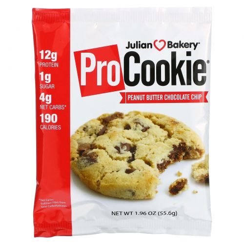 Julian Bakery, Pro Cookie, Peanut Butter Chocolate Chip, 1.96 oz (55.6 g)