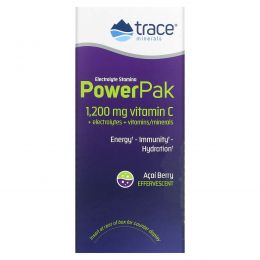 Trace Minerals ®, электролит для повышения выносливости, PowerPak, со вкусом ягод асаи, 30 пакетиков по 5,2 г (0,18 унции)