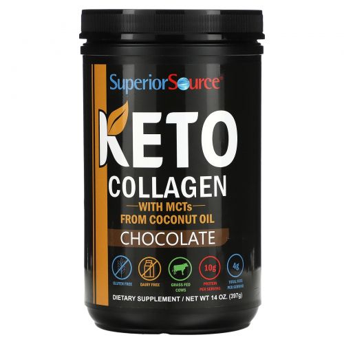 Superior Source, Keto Collagen Powder with MCTs, Chocolate, 14 oz (397 g)