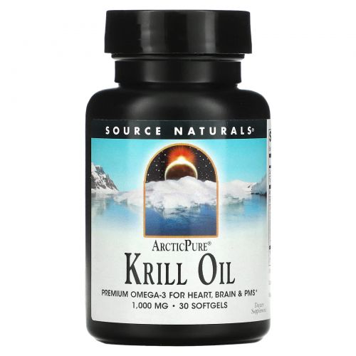 Source Naturals, Арктическая чистота, Масло морского криля, 1,000 мг, 30 капсул