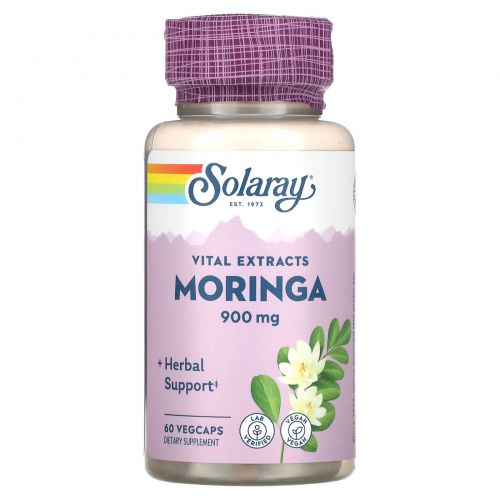 Solaray, Экстракт из листьев моринги, 450 мг, 60 растительных капсул