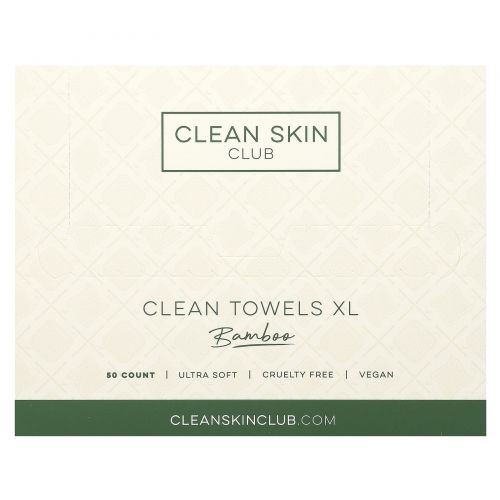 Clean Skin Club, очищающие полотенца, размер XL, одноразовые, бамбуковые, 50 шт.