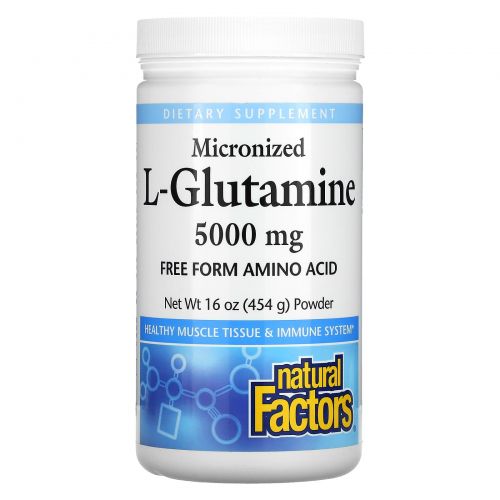 Natural Factors, Micronized L-Glutamine, Powder, 5,000 mg, 16 oz (454 g)