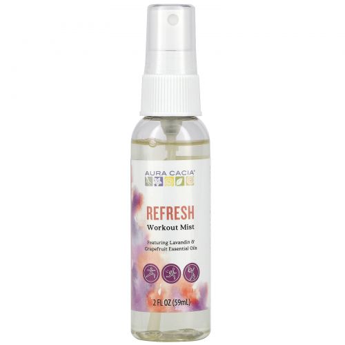 Aura Cacia, Refresh, спрей для тренировок, 59 мл (2 жидк. Унции)